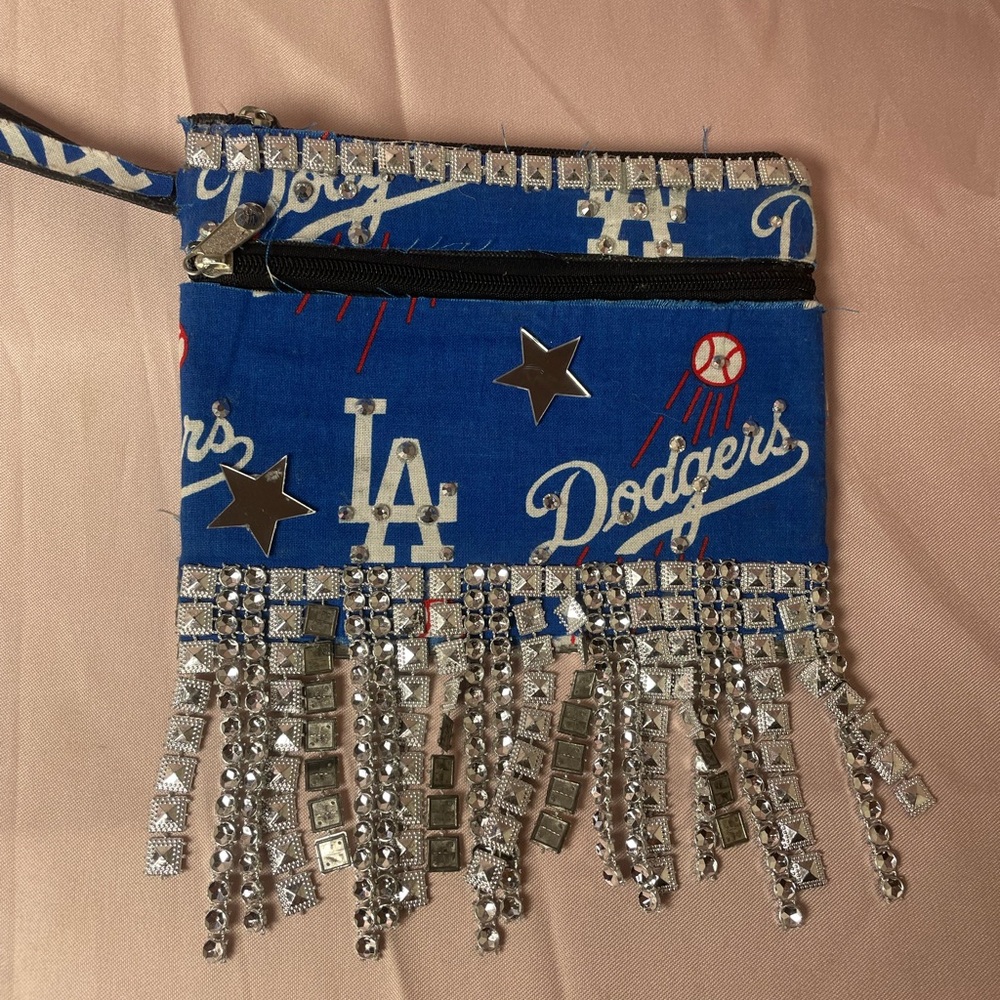 Blue Dodgers Fringe Wristlet